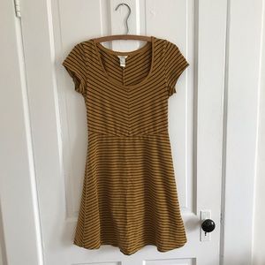 striped a-line cotton stretch dress